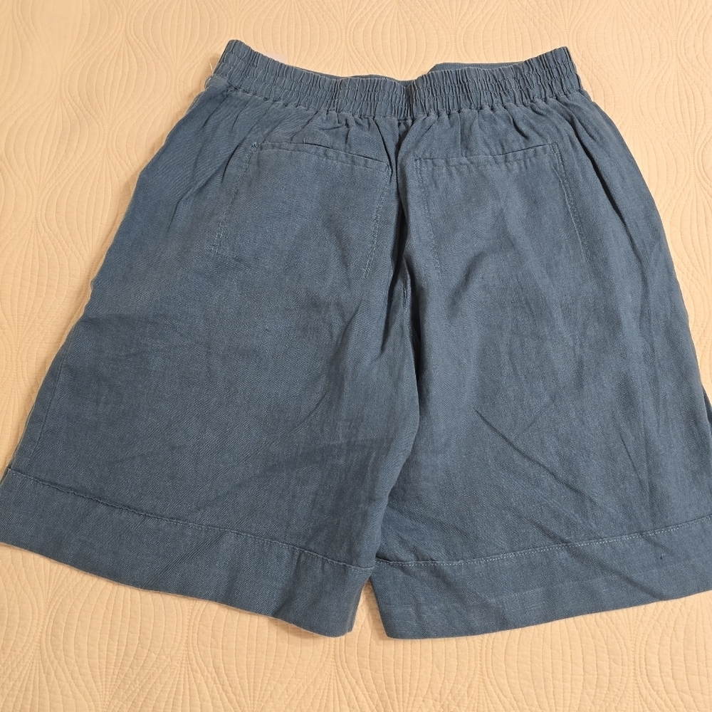 NWT Athleta Ladies Teal Playa Linen Bermuda Shorts - Picture 2 of 5
